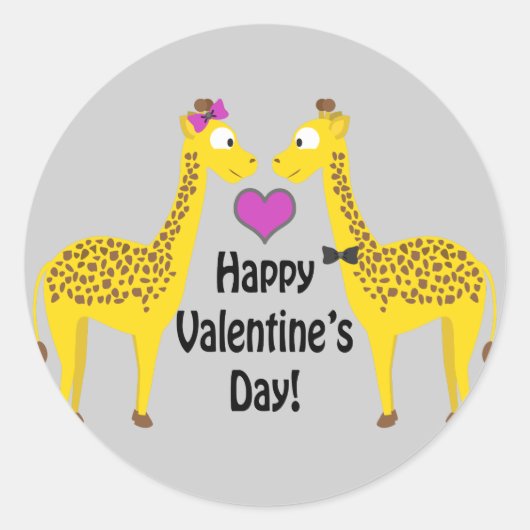 Glückliche Valentinstag-Giraffen Runder Aufkleber (Vorderseite)