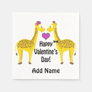 Glückliche Valentinstag-Giraffen Serviette