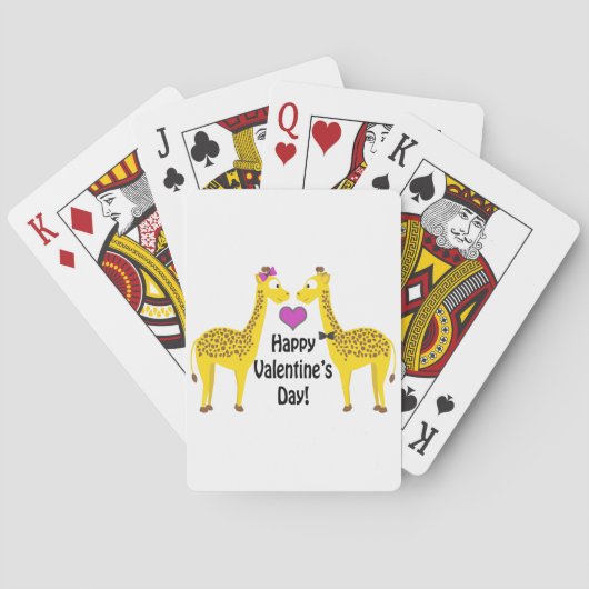 Glückliche Valentinstag-Giraffen Spielkarten (Rückseite)