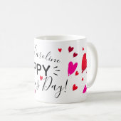 Glückliche Valentinstag-Herzen addieren Namen Kaffeetasse (VorderseiteRechts)
