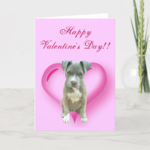 Glückliche Valentinstag Pitbull Welpen-Grußkarte Feiertagskarte