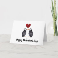 Glückliche Valentinstag-Puffins & Herzkarte