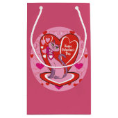 Glückliche Valentinstag-Rosa-Miezekatze Kleine Geschenktüte (Rückseite)