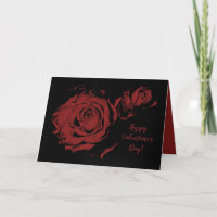 Glückliche Valentinstag-Rote Rose auf schwarz gest