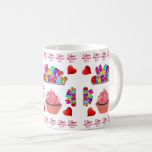 Glückliche Valentinstag Tasse Glücklich Geburtstag (VorderseiteRechts)