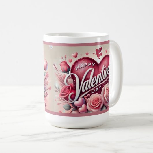 Glückliche Valentinstag Tasse! Kaffeetasse (VorderseiteRechts)