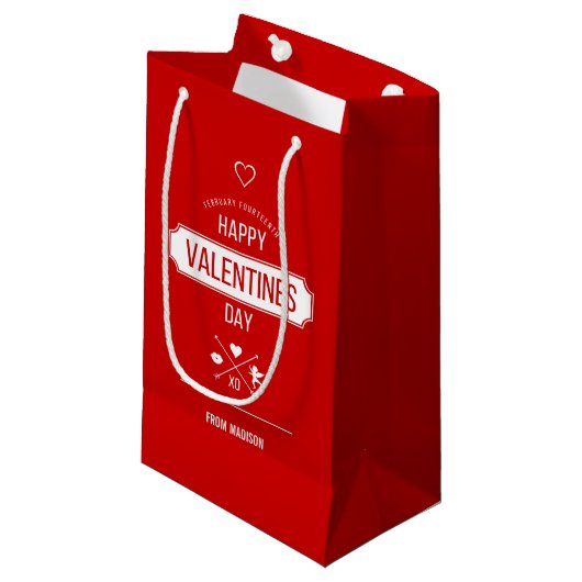 Glückliche Valentinstag Valentine Symbole Geschenk Kleine Geschenktüte (Vorderseite Schrägansicht)