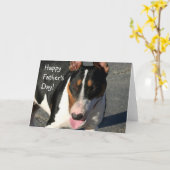 Glückliche Vatertag Grußkarte des Bull Terrier Karte (Gelbe Blume)