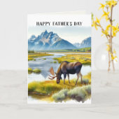 Glückliche Vatertag Wildlife Elche Grußkarte Karte (Gelbe Blume)