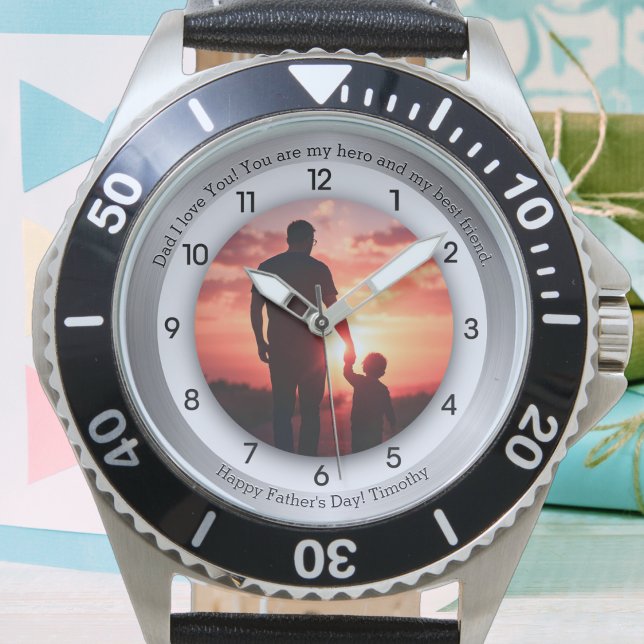 Glückliche Vatertagsbotschaften und Foto Armbanduhr (Von Creator hochgeladen)