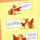 Glückliche vegetarische Erntedank Grußkarte Karte