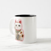 Glückliche Vermögens-Katzen-Kaffee-Tasse Zweifarbige Tasse (Vorderseite Links)