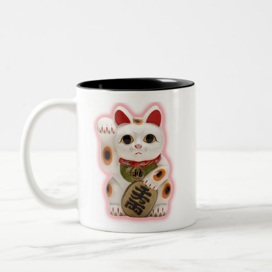 Glückliche Vermögens-Katzen-Kaffee-Tasse Zweifarbige Tasse (Links)