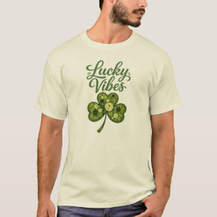 Glückliche Vibes Florales Kleeblatt T-Shirt