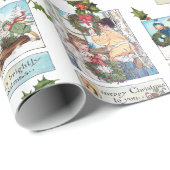 Glückliche Viktorianische Kinder mit Weihnachtsgrü Geschenkpapier (Rolleneckpunkt)