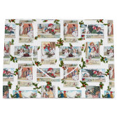 Glückliche Viktorianische Kinder mit Weihnachtsgrü Große Geschenktüte (Vorderseite)