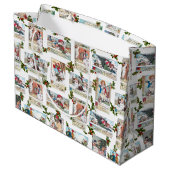 Glückliche Viktorianische Kinder mit Weihnachtsgrü Große Geschenktüte (Rückseite Schrägansicht)