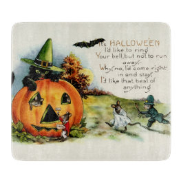 Glückliche Vintage Postkarten-Kunst Halloweens Schneidebrett