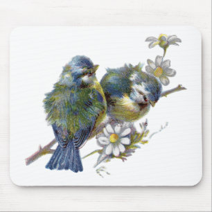 Glückliche Vintage-Vögel Mousepad