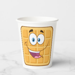 Glückliche Waffel Kawaii Lächeln Frühstück Essen Pappbecher