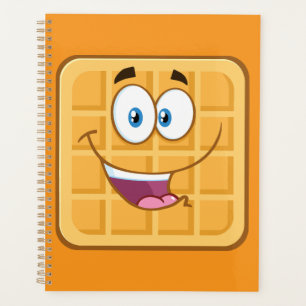 Glückliche Waffel Kawaii Lächelndes Frühstücksesse Planer