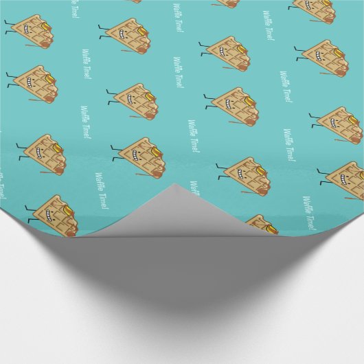 Glückliche Waffel mit Sirup- und Butterfrühstück Geschenkpapier (Ecke)