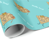 Glückliche Waffel mit Sirup- und Butterfrühstück Geschenkpapier (Rolleneckpunkt)