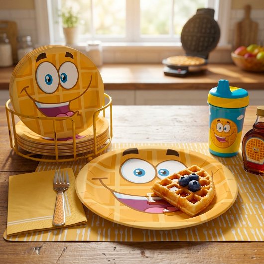 Glückliche Waffel Pappteller