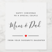 Glückliche Weihnachten Mum & Step Papa Weinetikett (Einzelnes Label)