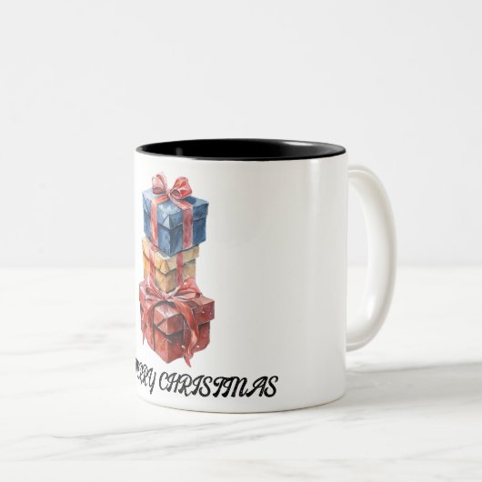 Glückliche Weihnachten Zwei-Tone-Tasse Zweifarbige Tasse (VorderseiteRechts)