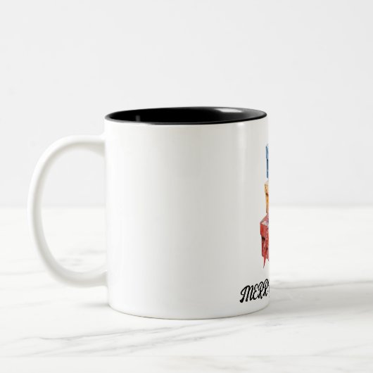 Glückliche Weihnachten Zwei-Tone-Tasse Zweifarbige Tasse (Links)