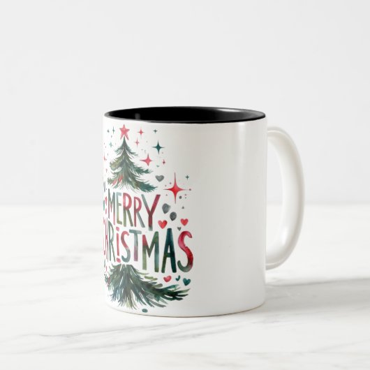 Glückliche Weihnachten Zwei-Tone-Tasse Zweifarbige Tasse (VorderseiteRechts)