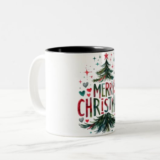 Glückliche Weihnachten Zwei-Tone-Tasse Zweifarbige Tasse (Vorderseite Links)