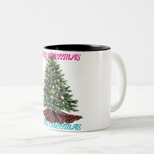 Glückliche Weihnachten Zwei-Tone-Tasse Zweifarbige Tasse (VorderseiteRechts)