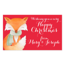 Glückliche Weihnachts-Fuchs-Kunst-Geschenketikette