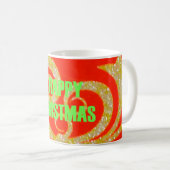Glückliche Weihnachts Rot und Gold Sammlung. Kaffeetasse (VorderseiteRechts)