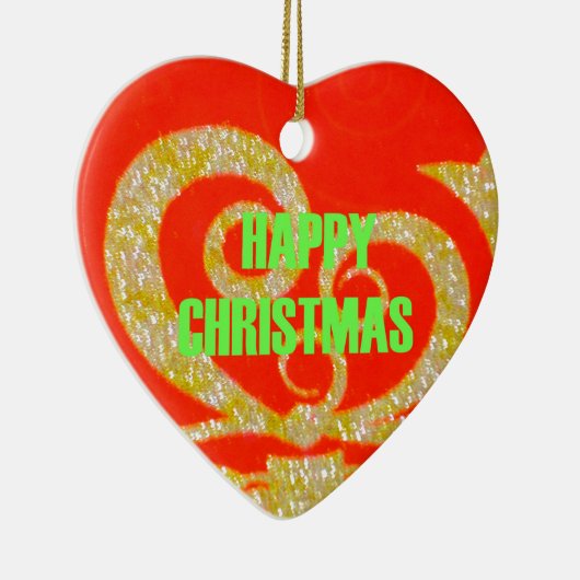 Glückliche Weihnachts Rot und Gold Sammlung. Keramikornament (Rechts)