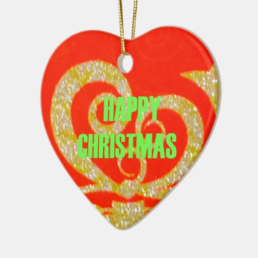 Glückliche Weihnachts Rot und Gold Sammlung. Keramikornament (Links)