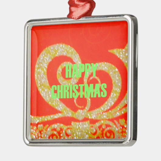 Glückliche Weihnachts Rot und Gold Sammlung. Ornament Aus Metall (Links)