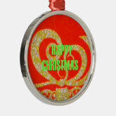 Glückliche Weihnachts Rot und Gold Sammlung. Silbernes Ornament (Rechts)