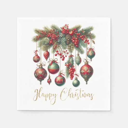 Glückliche Weihnachtsdekorationen Serviette (Vorderseite)