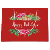 Glückliche Weihnachtsgeschenke und Evergreens Große Geschenktüte (Vorderseite)