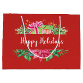 Glückliche Weihnachtsgeschenke und Evergreens Große Geschenktüte (Rückseite)