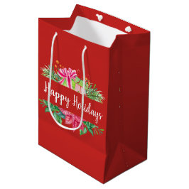 Glückliche Weihnachtsgeschenke und Evergreens Mittlere Geschenktüte