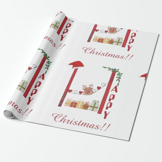 Glückliche Weihnachtsgeschenke Wrappers Geschenkpapier (Ungerollt)