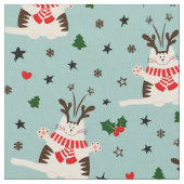 Glückliche Weihnachtskatzen - Weihnachten Stoff (Nahaufnahme)