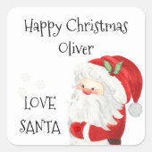 Glückliche Weihnachtskids Name Liebe Santa Quadratischer Aufkleber (Vorderseite)