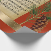 Glückliche Weihnachtsmusik mit Pine Boughs Vintag Geschenkpapier (Ecke)
