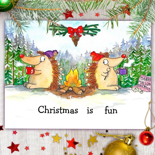 Glückliche Weihnachtspostkarte Postkarte