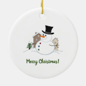 Glückliche Weihnachtsschneemobillustration Keramik Ornament (Hinten)